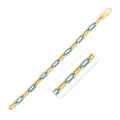 14k yellow gold paperclip bracelet with turquoise gemstone accents