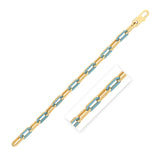 14k Yellow Gold Turquoise Paperclip Gem Link Bracelet (7.00 mm) thumbnail 1