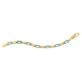 14k Yellow Gold Turquoise Paperclip Gem Link Bracelet (7.00 mm) thumbnail 3