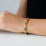 14k Yellow Gold Turquoise Paperclip Gem Link Bracelet (7.00 mm) thumbnail 6