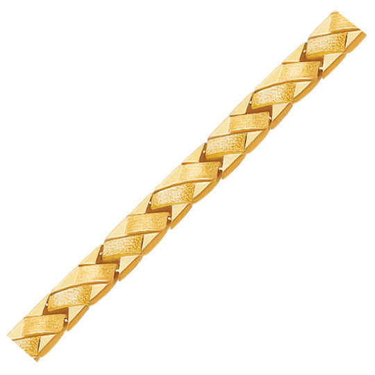 14K yellow gold fancy basket weave line bracelet, 4.85 mm width