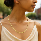 14K Yellow Gold And Silver Reversible Omega Chain Necklace (4.00 mm) thumbnail 4