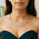 14K Yellow Gold And Silver Reversible Omega Chain Necklace (4.00 mm) thumbnail 6