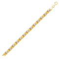 14K two-tone gold woven bracelet with contrasting yellow and white finish