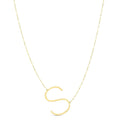 14K yellow gold large initial S letter pendant necklace