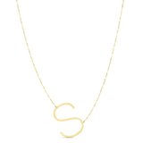 14K yellow gold large initial S letter pendant necklace thumbnail 1