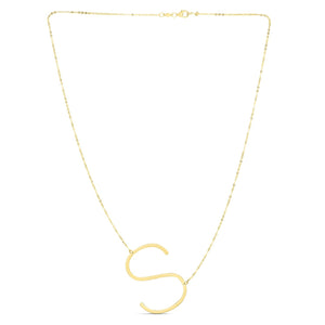 14K Yellow Gold Yours Truly Large Initial S Necklace