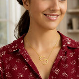 14K Yellow Gold Yours Truly Large Initial S Necklace thumbnail 3
