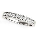 14K white gold ring with channel-set round diamonds across the band thumbnail 1