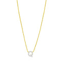 14K yellow gold Q initial necklace with pave diamond stones