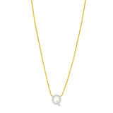 14K Yellow Gold Mini Diamond Q Initial Pendant Necklace thumbnail 1