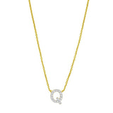 14K Yellow Gold Mini Diamond Q Initial Pendant Necklace thumbnail 4