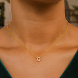 14K Yellow Gold Mini Diamond Q Initial Pendant Necklace thumbnail 5