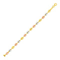 14K tri-color gold mariner link anklet with alternating yellow, white, rose links