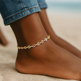 14k Tri Color Gold Mariner Link Anklet thumbnail 3