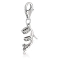 925 sterling silver high heel shoe charm with white-tone crystal accents