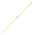 14K yellow gold bracelet with blue topaz accents on a 2.20 mm mirrored chain