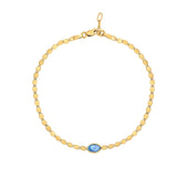 14K Yellow Gold Blue Topaz Mirrored Chain Bracelet (2.20 mm) thumbnail 2