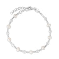 925 rhodium-plated sterling silver bracelet with pear pearl beads