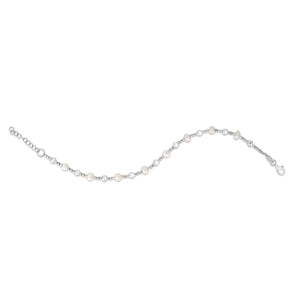 Sterling Silver Rhodium Plated Pearl Bead Bracelet