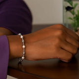 Sterling Silver Rhodium Plated Pearl Bead Bracelet thumbnail 4