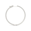 14K white gold hoop earrings with two rows of round diamond stones