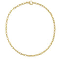 14K yellow gold paperclip toggle link necklace with polished oval links