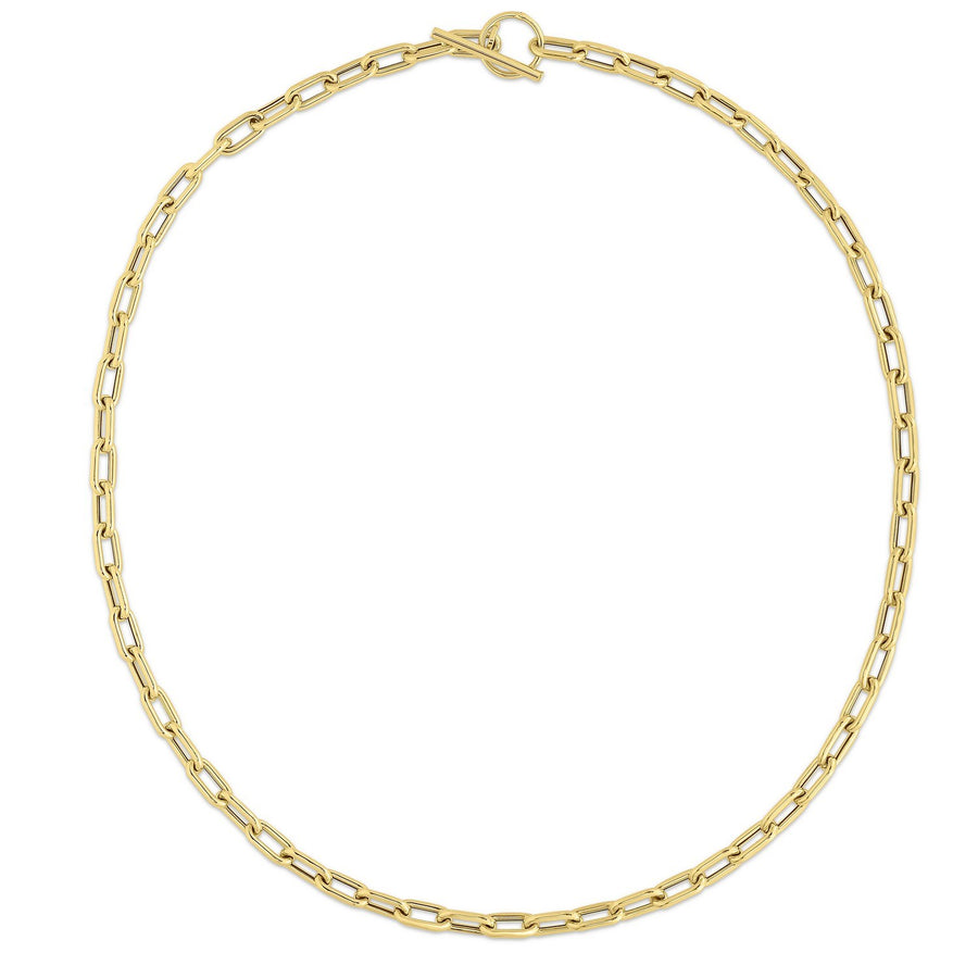 14K Yellow Gold Paperclip Toggle Link Necklace