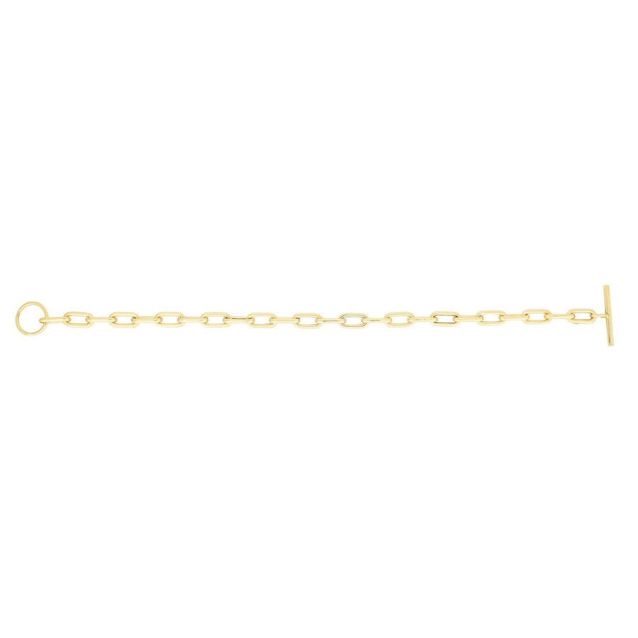 14K Yellow Gold Paperclip Toggle Link Necklace