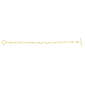 14K Yellow Gold Paperclip Toggle Link Necklace