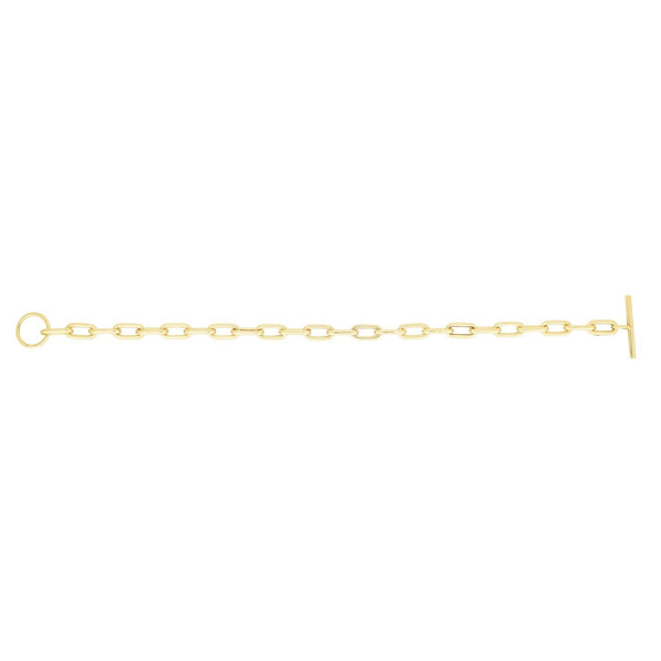 14K Yellow Gold Paperclip Toggle Link Necklace