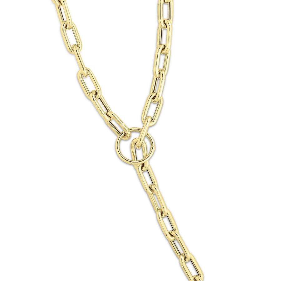 14K Yellow Gold Paperclip Toggle Link Necklace