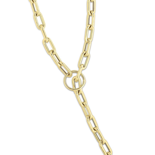 14K Yellow Gold Paperclip Toggle Link Necklace