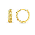 14K yellow gold curb huggie hoop ring in solid interlocking links