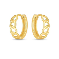 14k Yellow Gold Curb Huggie Hoop