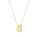 14K yellow gold block letter initial B pendant necklace