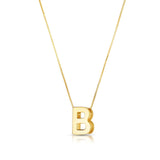 14K yellow gold block letter initial B pendant necklace thumbnail 1