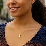 14K Yellow Gold Yours Truly Block Letter Initial B Necklace thumbnail 3