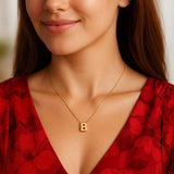 14K Yellow Gold Yours Truly Block Letter Initial B Necklace thumbnail 4