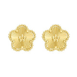 14K Yellow Gold Textured Daisy Earrings thumbnail 2