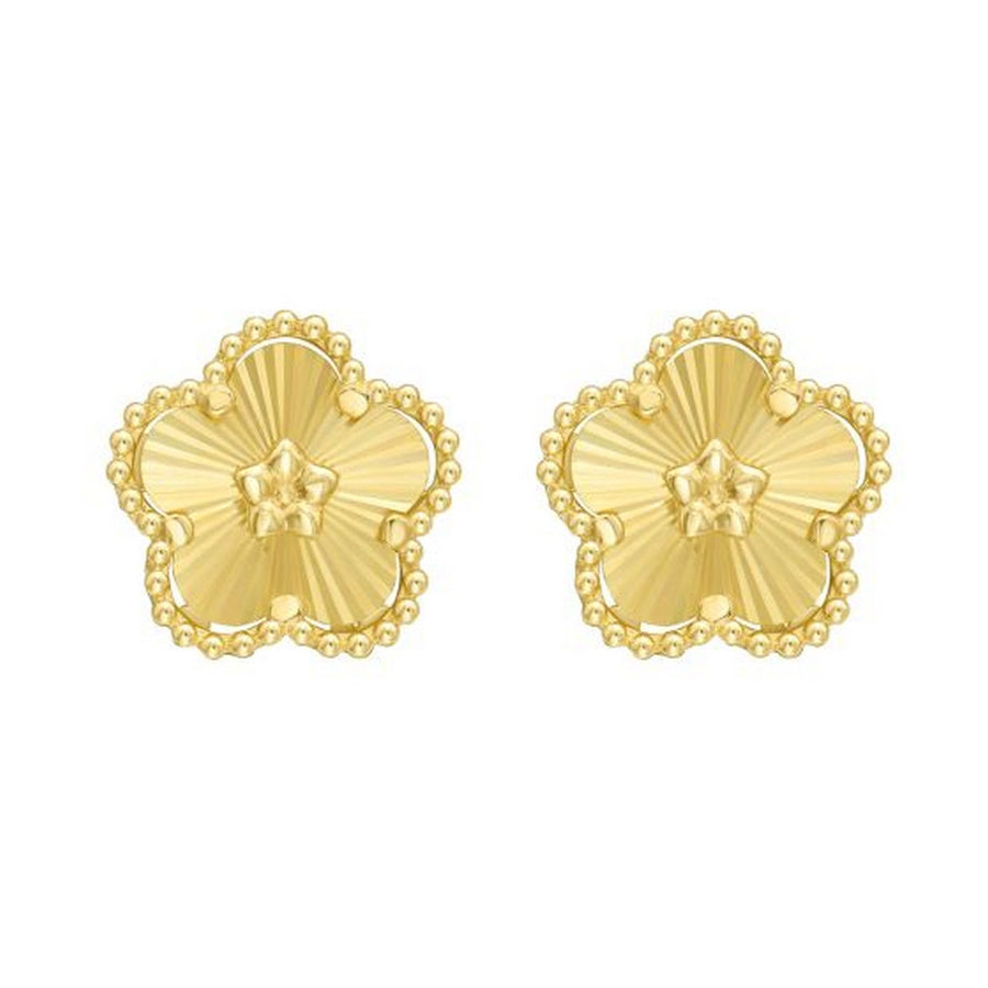 14K Yellow Gold Textured Daisy Earrings
