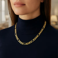 14k Yellow Gold Solid Figaro Chain (7.00 mm)