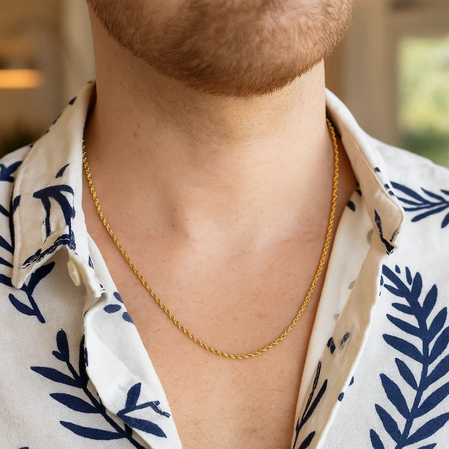 14k Yellow Gold Solid Diamond Cut Rope Chain (1.80 mm)