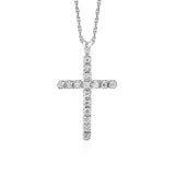 925 sterling silver cross pendant with diamond stones along the arms thumbnail 1