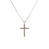 Cross Pendant with Diamonds in Sterling Silver thumbnail 2