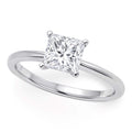 14K white gold ring with 1 princess diamond solitaire stone