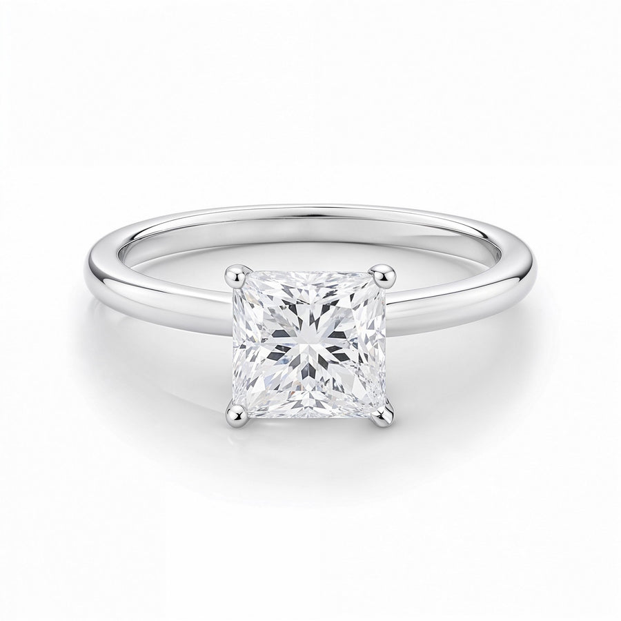 1 Carat Princess Lab Grown IGI G/VS1 Diamond Solitaire Ring in 14K White Gold