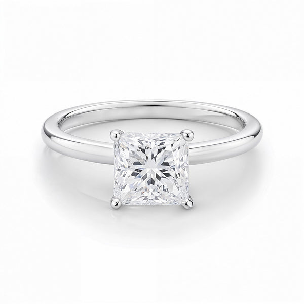 1 Carat Princess Lab Grown IGI G/VS1 Diamond Solitaire Ring in 14K White Gold