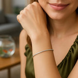 14K White Gold Diamond Cut Stack Bangle Bracelet (1.80 mm) thumbnail 4