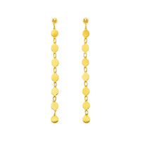 14k Yellow Gold Post Dangle Earrings with Polished Circles